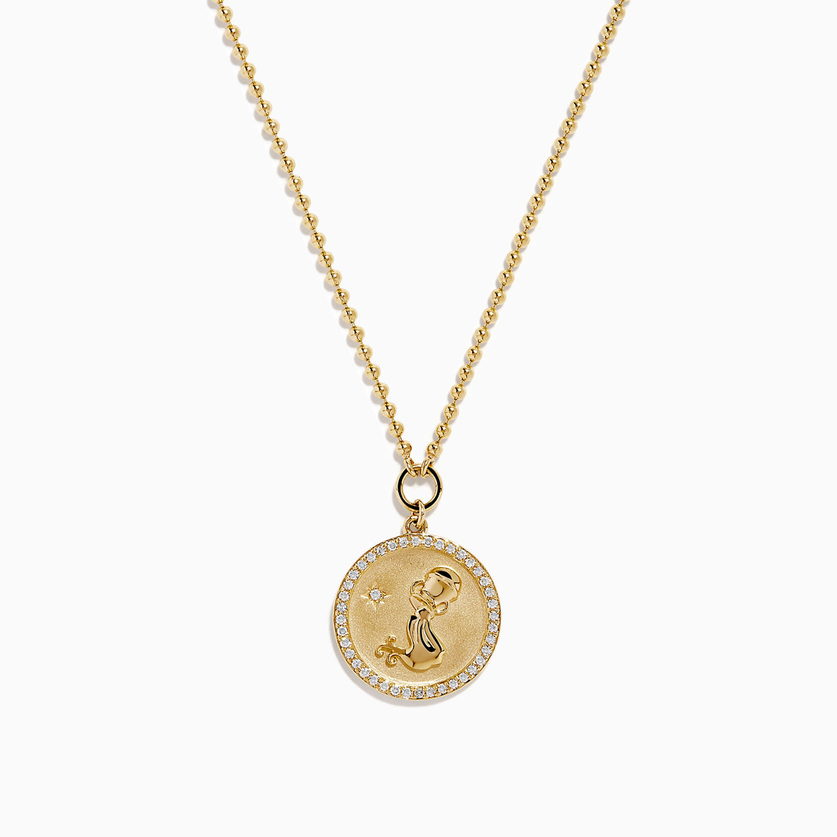 Diamond Aquarius Necklace in 14K Yellow Gold