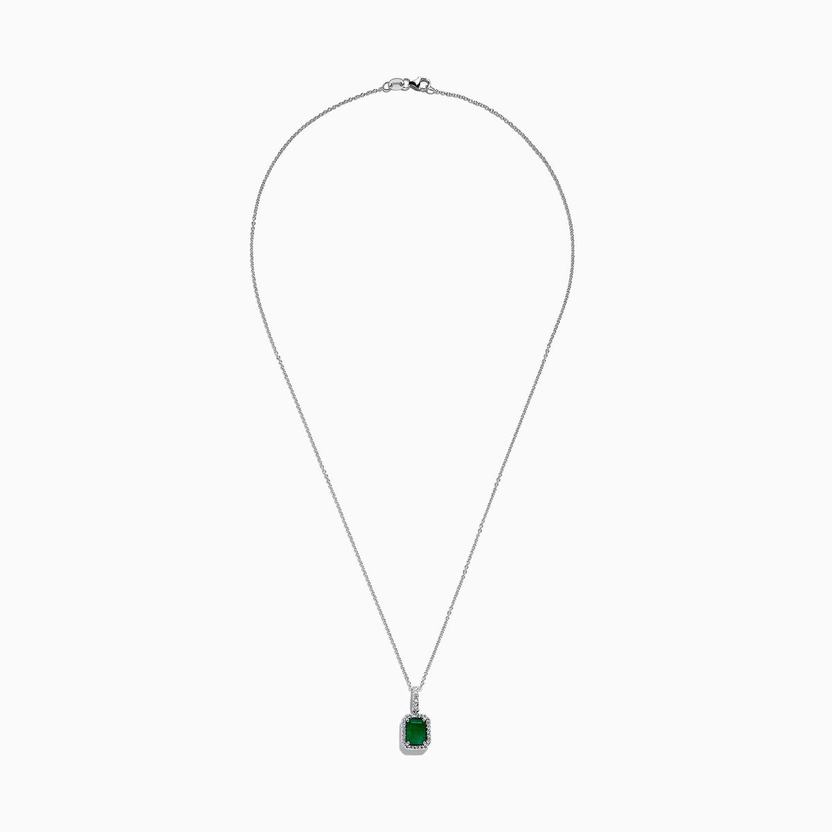 Emerald and Diamond Pendant in 14K White Gold, 1.55 ctw view 2