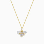 Diamond Bee Pendant in 14K Yellow Gold, 0.26 ctw
