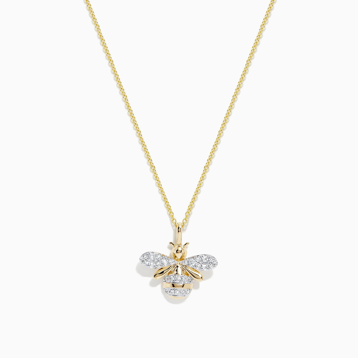 Diamond Bee Pendant in 14K Yellow Gold, 0.26 ctw