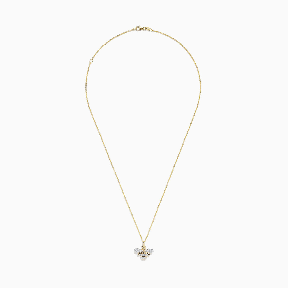 Diamond Bee Pendant in 14K Yellow Gold, 0.26 ctw view 2