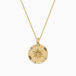 Diamond Compass Coin Pendant in 14K Yellow Gold