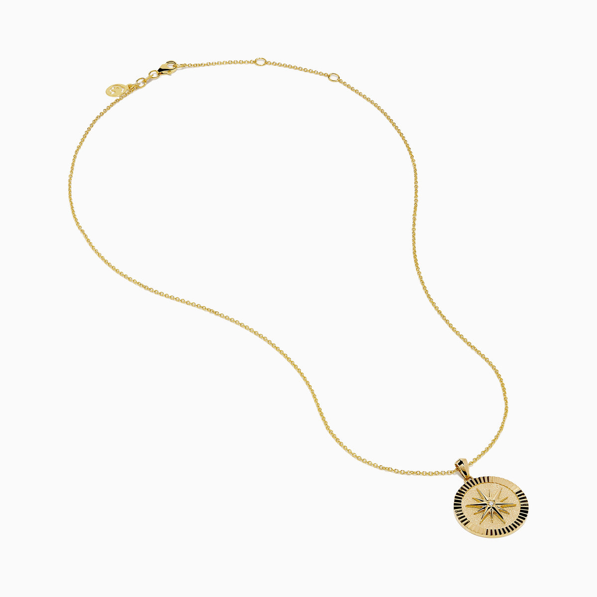 Diamond Compass Coin Pendant in 14K Yellow Gold view 2