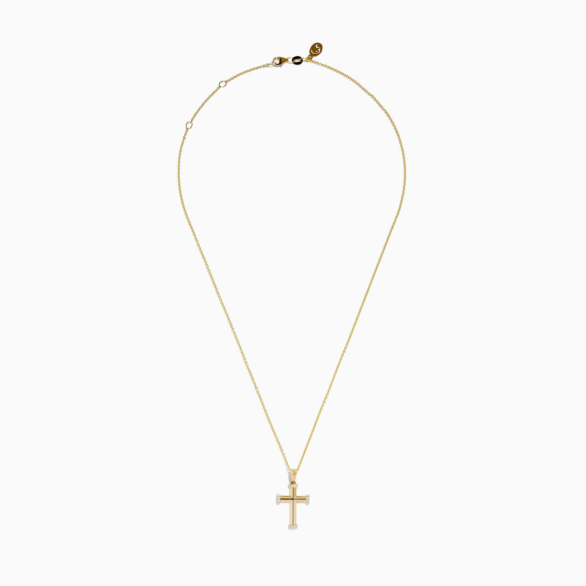 Diamond Polished Cross Pendant in 14K Yellow Gold view 3