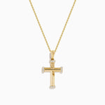 Diamond Polished Cross Pendant in 14K Yellow Gold