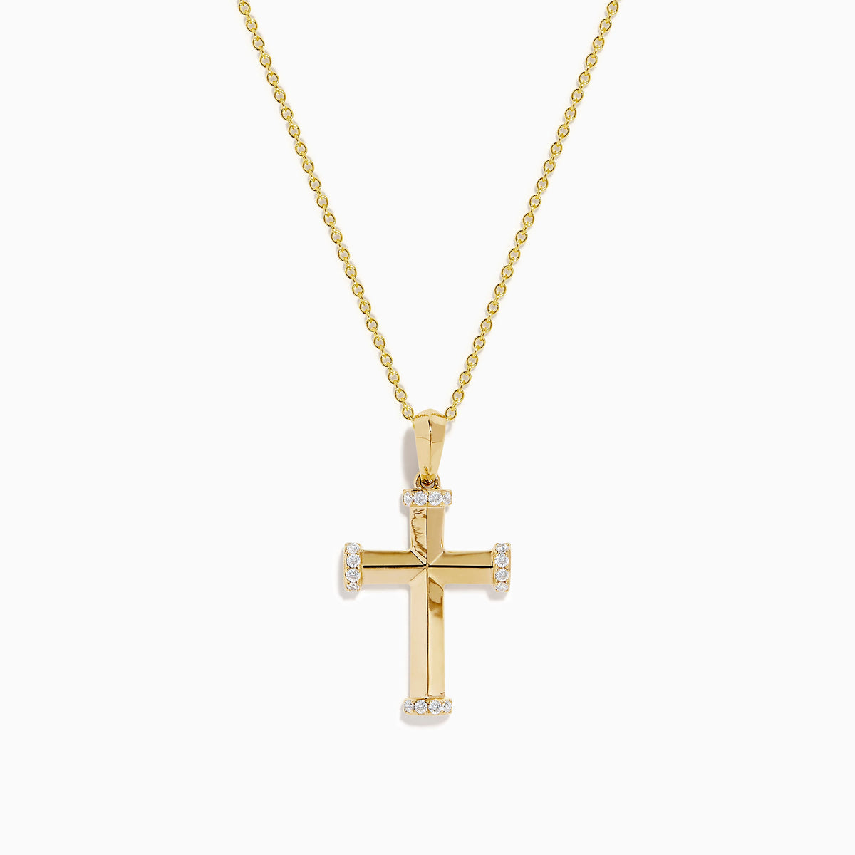 Diamond Polished Cross Pendant in 14K Yellow Gold