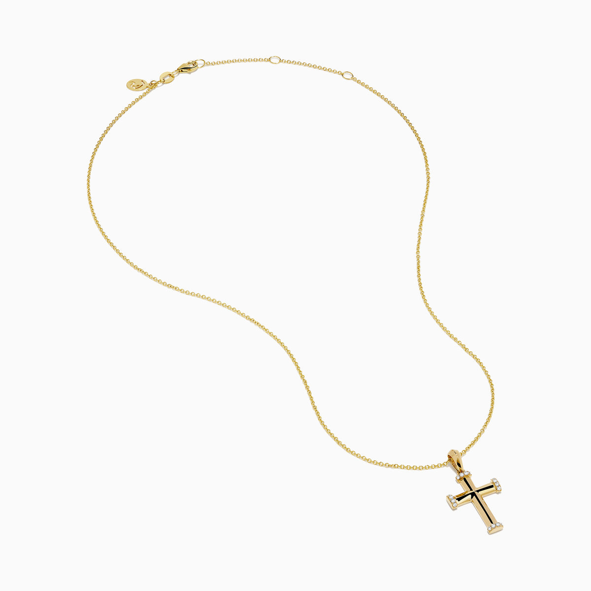 Diamond Polished Cross Pendant in 14K Yellow Gold view 2