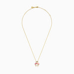 Pink Sapphire, Blue Diamond and Enamel Flamingos Pendant in 14K Yellow Gold view 3
