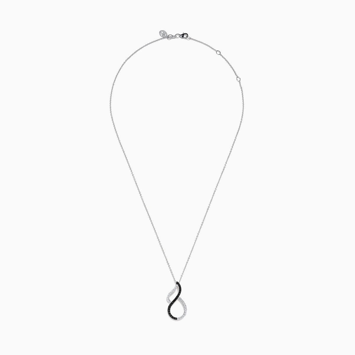 Black and White Diamond Vertical Infinity Pendant in 14K White Gold view 3