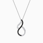 Black and White Diamond Vertical Infinity Pendant in 14K White Gold