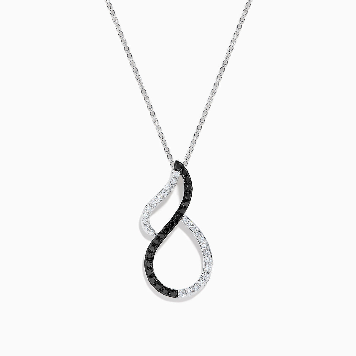 Black and White Diamond Vertical Infinity Pendant in 14K White Gold
