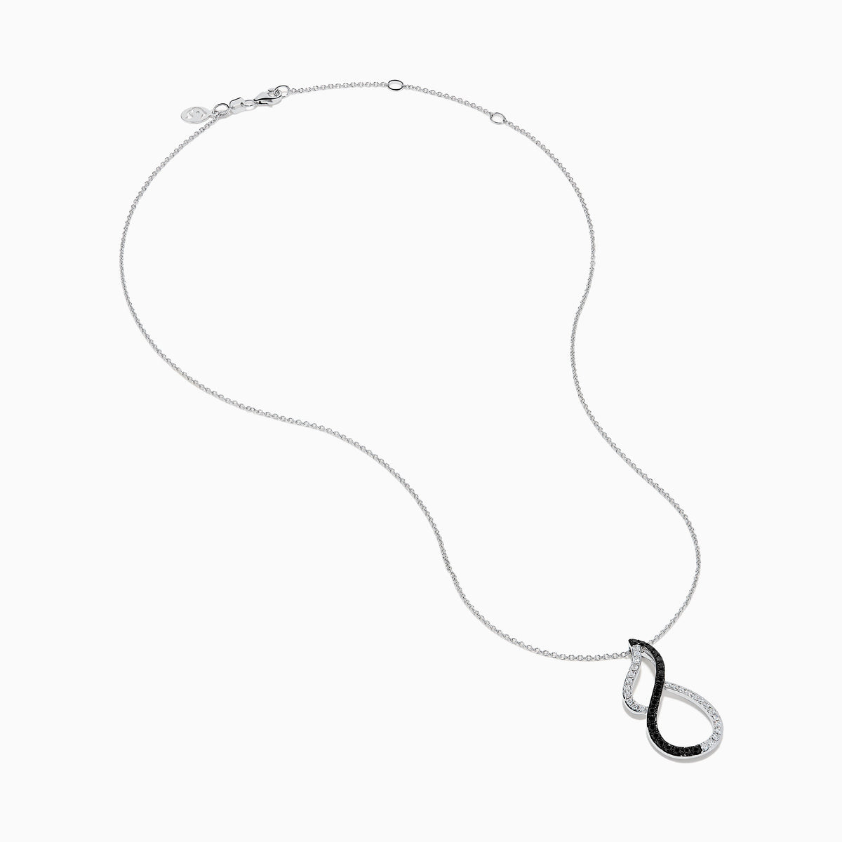 Black and White Diamond Vertical Infinity Pendant in 14K White Gold view 2