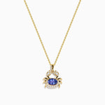 Tanzanite and Diamond Crab Pendant in 14K Yellow Gold