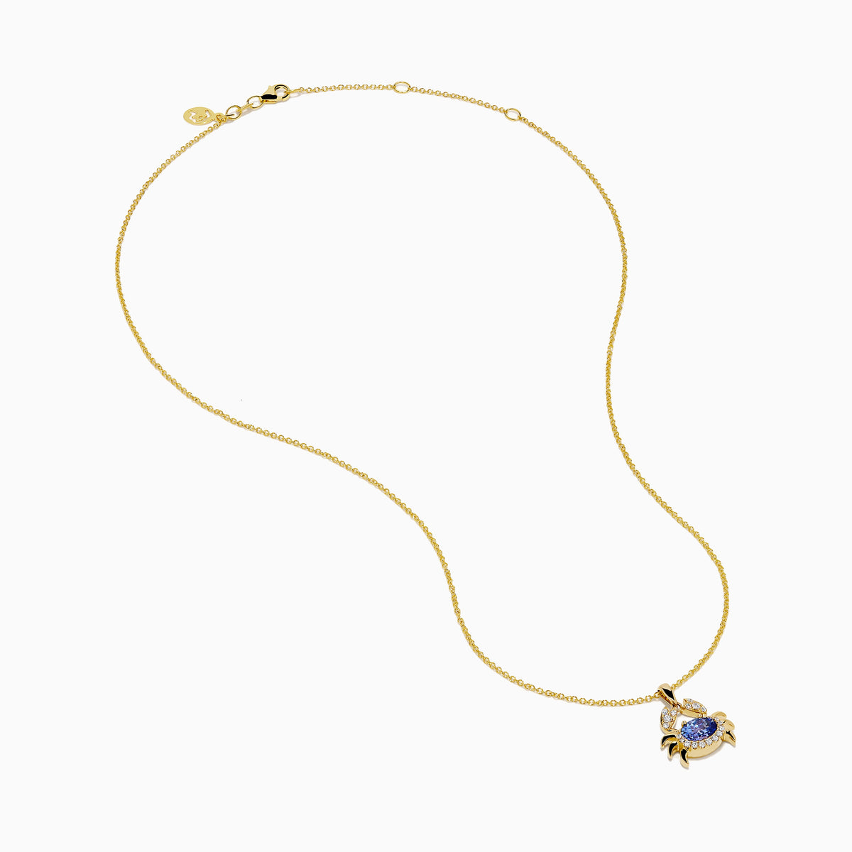 Tanzanite and Diamond Crab Pendant in 14K Yellow Gold view 2