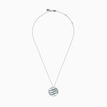 Blue and White Diamond Pave Wave Pendant in 14K White Gold view 3