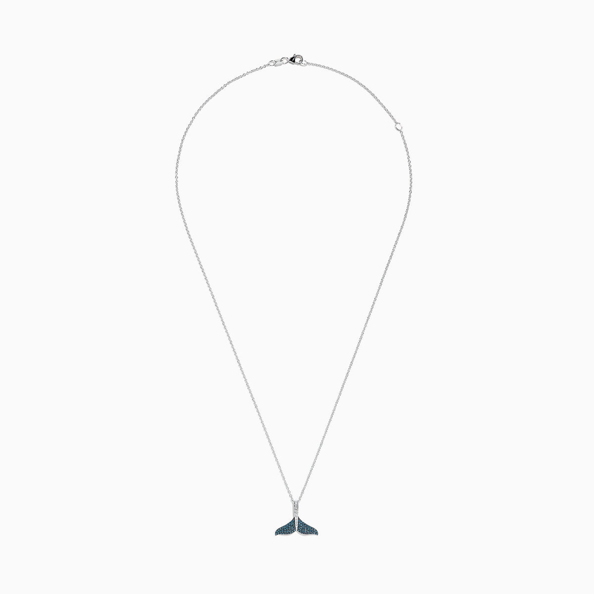 Blue and White Diamond Whale's Tail Pendant in 14K Gold, 0.28 ctw view 2