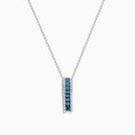 Blue and White Diamond Pendant in 14K White Gold, 0.62 ctw