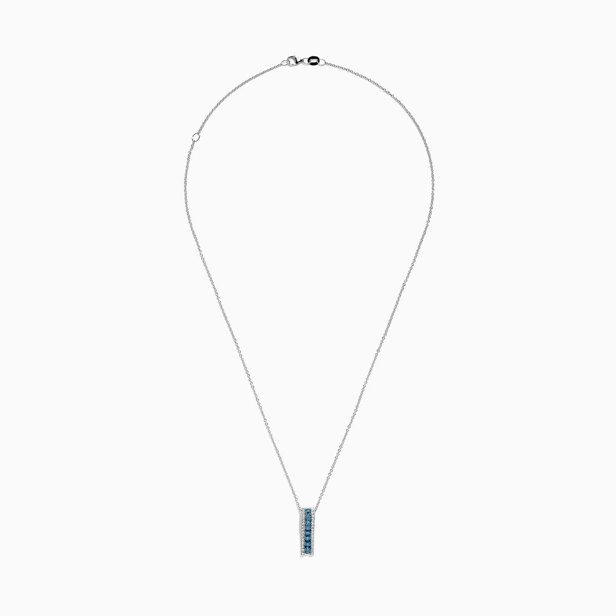 Blue and White Diamond Pendant in 14K White Gold, 0.62 ctw view 2