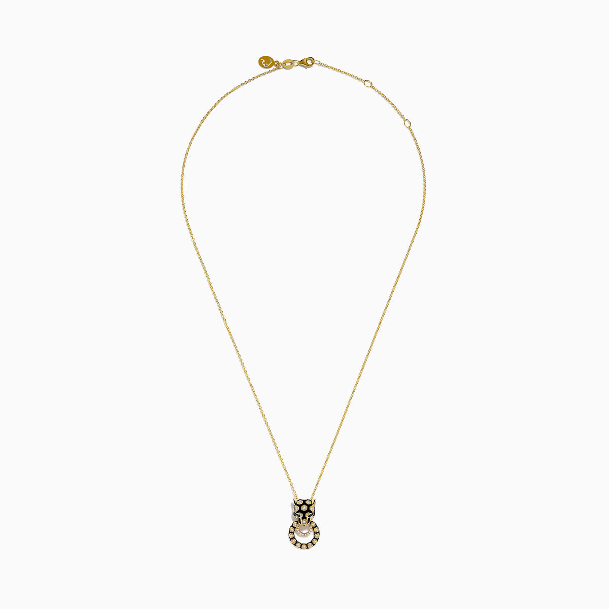 Diamond and Enamel Panther Pendant in 14K Yellow Gold view 3