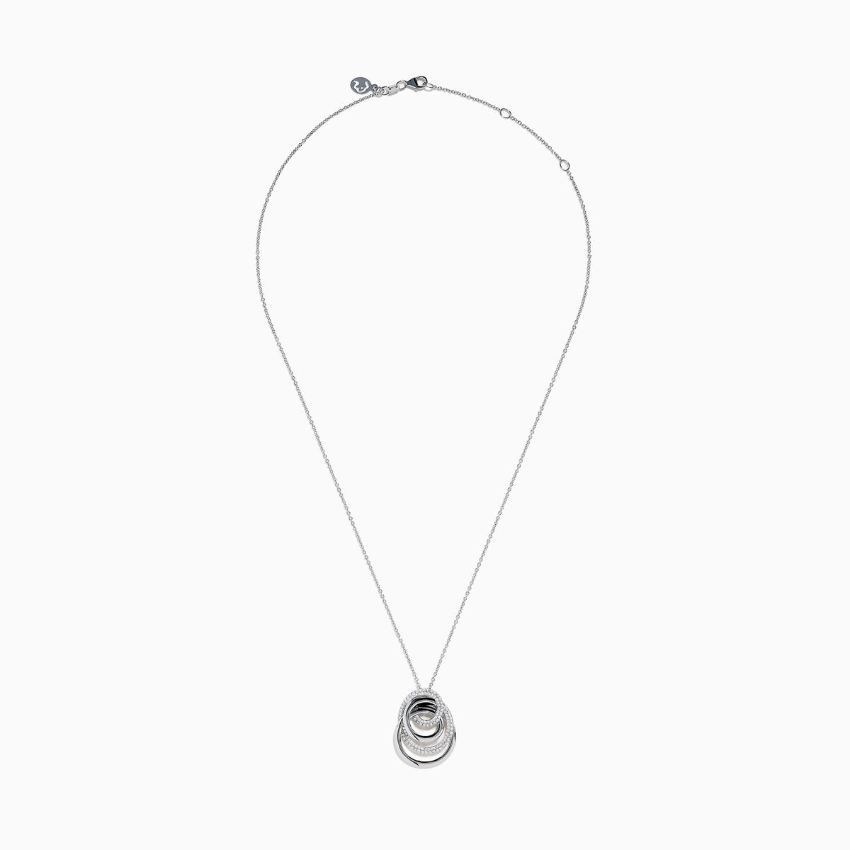 Diamond Overlapping Circle Pendant in 14K White Gold view 3