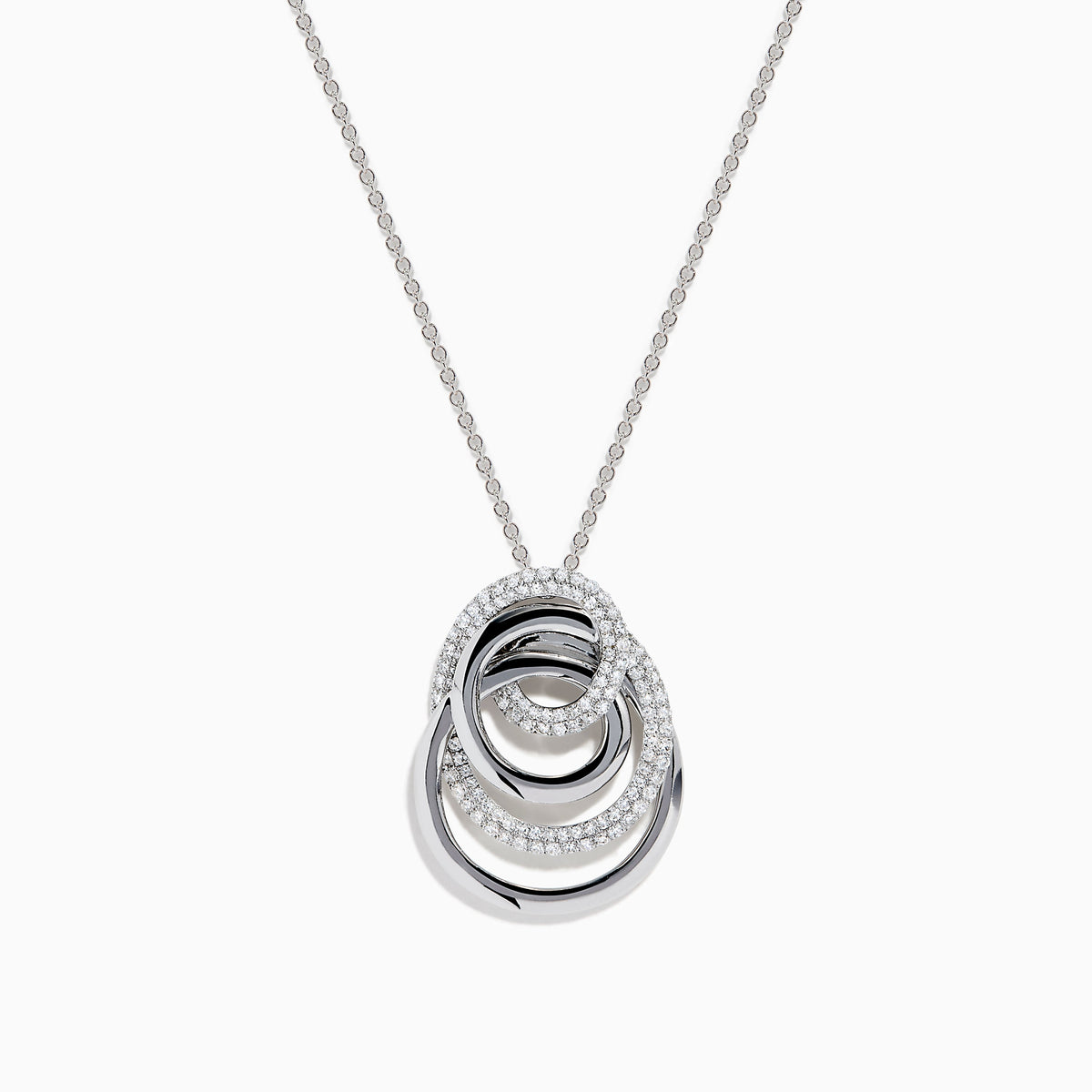 Diamond Overlapping Circle Pendant in 14K White Gold