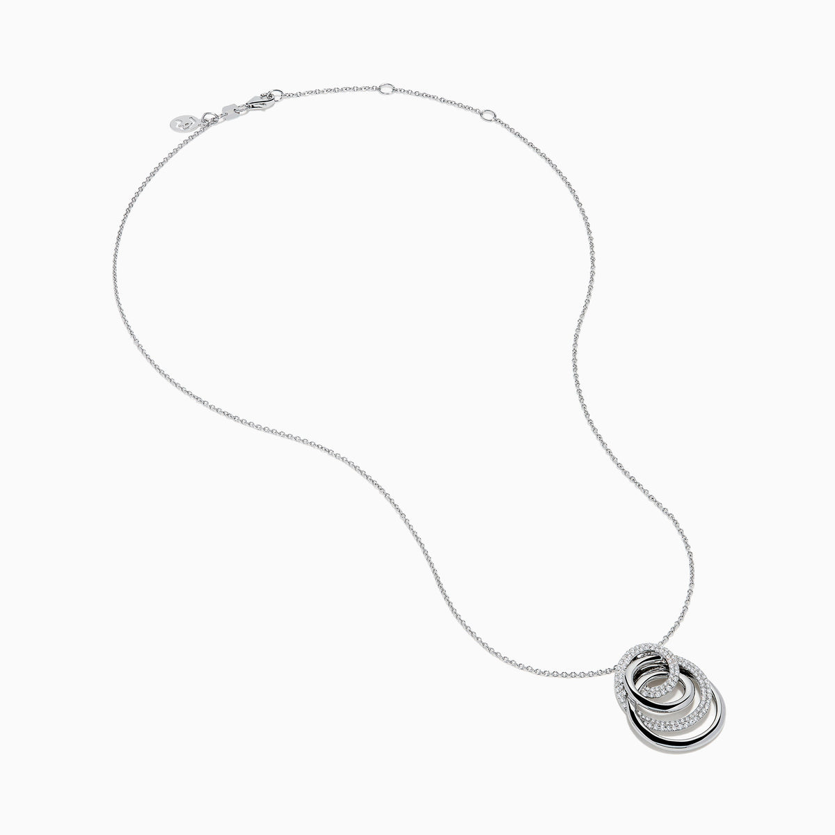 Diamond Overlapping Circle Pendant in 14K White Gold view 2