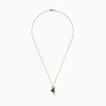 Emerald and Sapphire Humming Bird Pendant in 14K Yellow Gold view 2
