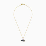 Multi Sapphire and Diamond Whale Tail Pendant in 14K Yellow Gold view 3