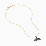 Multi Sapphire and Diamond Whale Tail Pendant in 14K Yellow Gold view 2