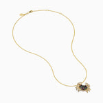 Multi Sapphire and Diamond Crab Pendant in 14K Yellow Gold view 2