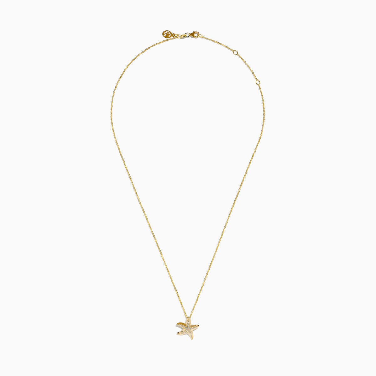 Diamond Starfish Pendant in 14K Yellow Gold view 3