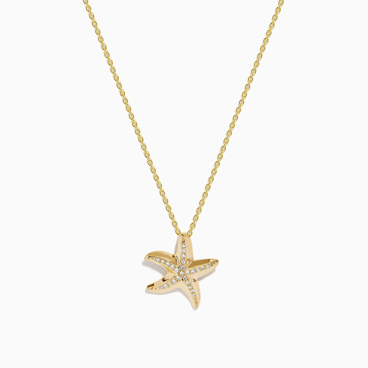 Diamond Starfish Pendant in 14K Yellow Gold