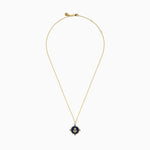 Blue Sapphire and Diamond Anchor Medallion Pendant in 14K Yellow Gold view 3