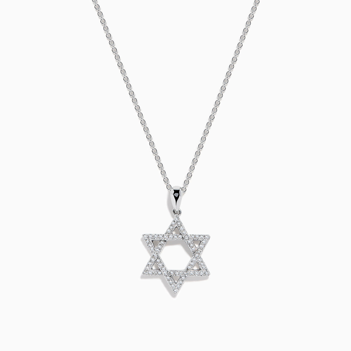 Diamond Pavé Star of David Pendant in 14K White Gold