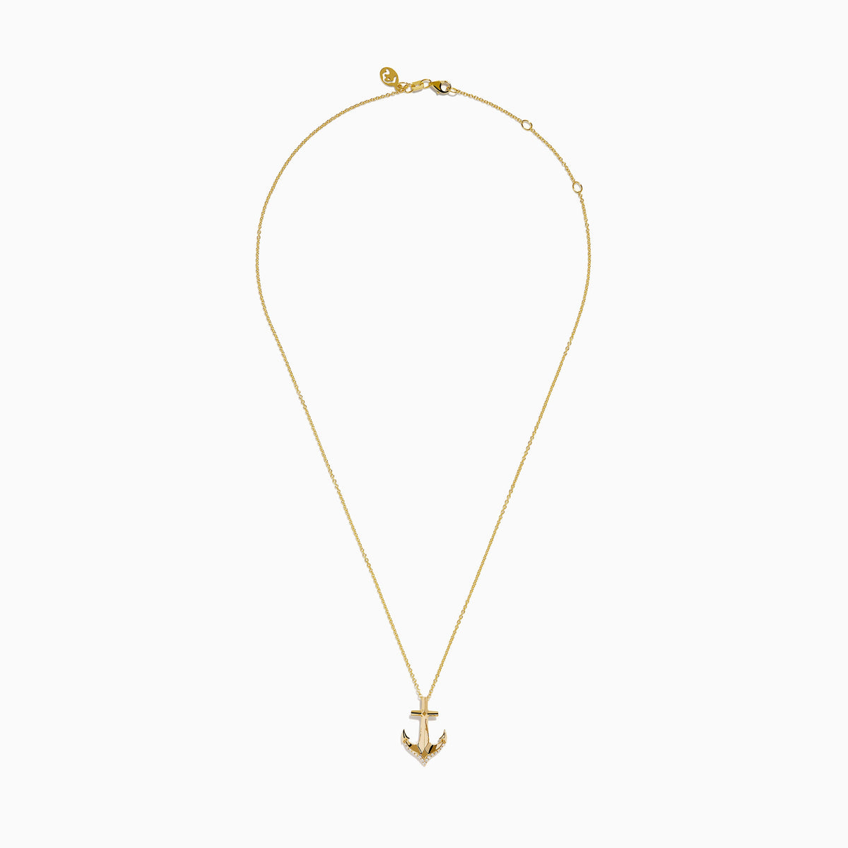 Diamond Accented Polished Anchor Pendant in 14K Yellow Gold view 3
