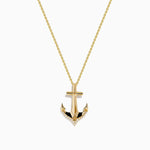 Diamond Accented Polished Anchor Pendant in 14K Yellow Gold