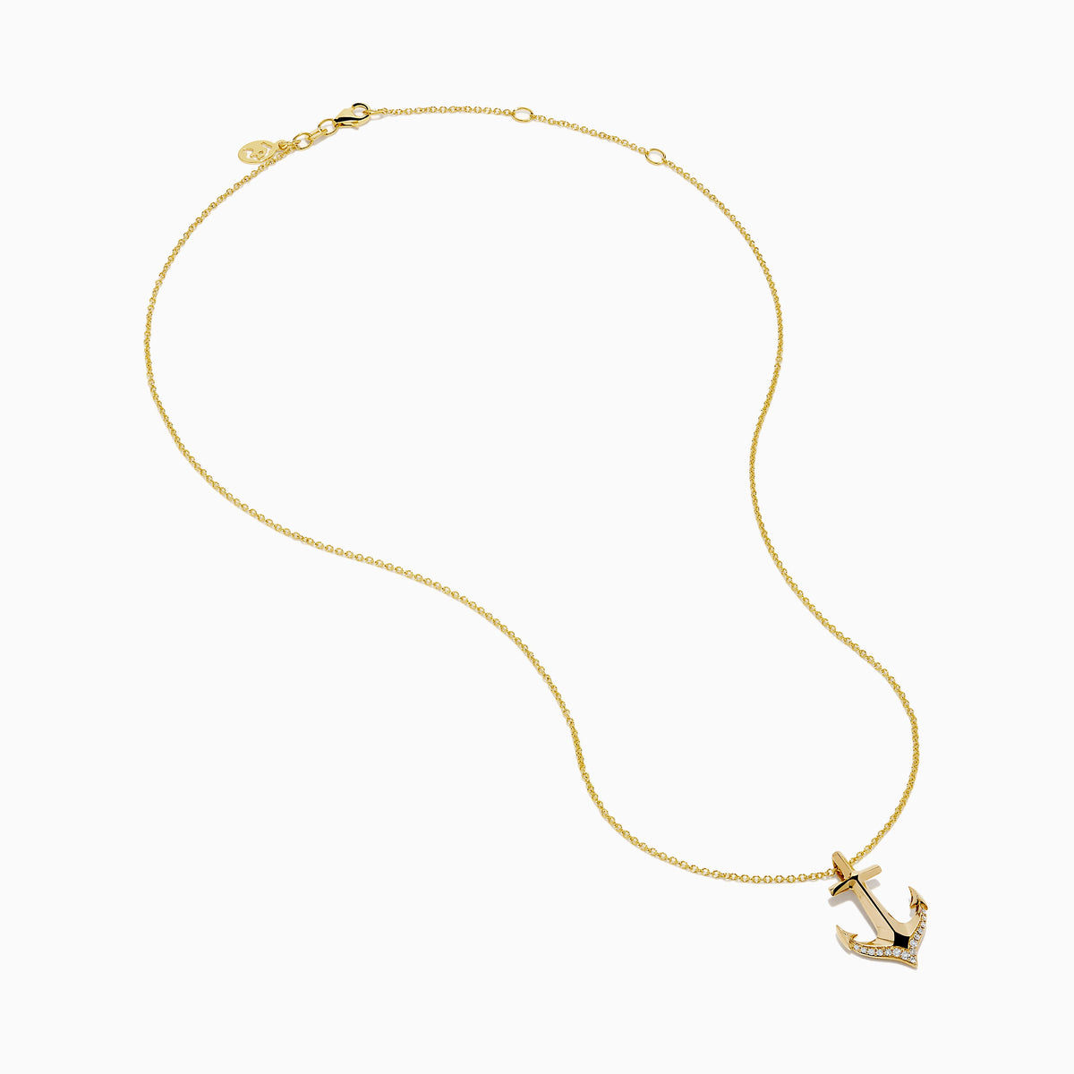 Diamond Accented Polished Anchor Pendant in 14K Yellow Gold view 2