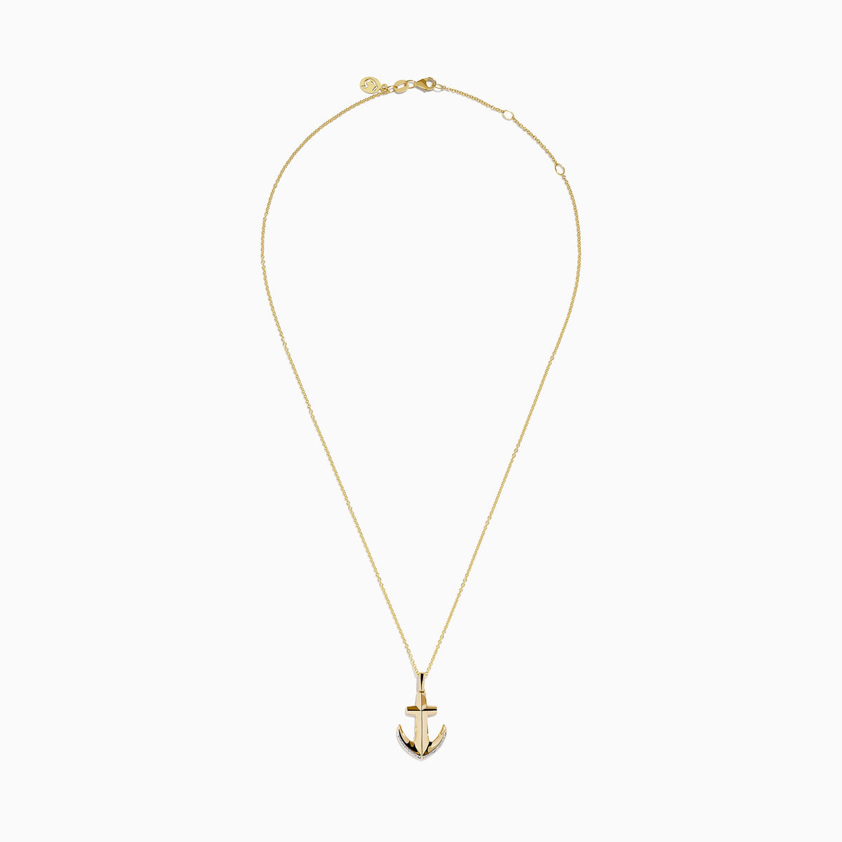 Diamond Pave Anchor Pendant in 14K Yellow Gold view 3