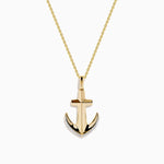 Diamond Pave Anchor Pendant in 14K Yellow Gold