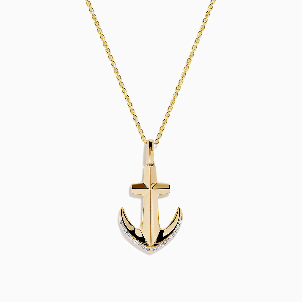 Diamond Pave Anchor Pendant in 14K Yellow Gold