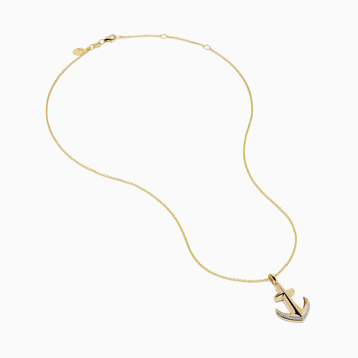 Diamond Pave Anchor Pendant in 14K Yellow Gold view 2