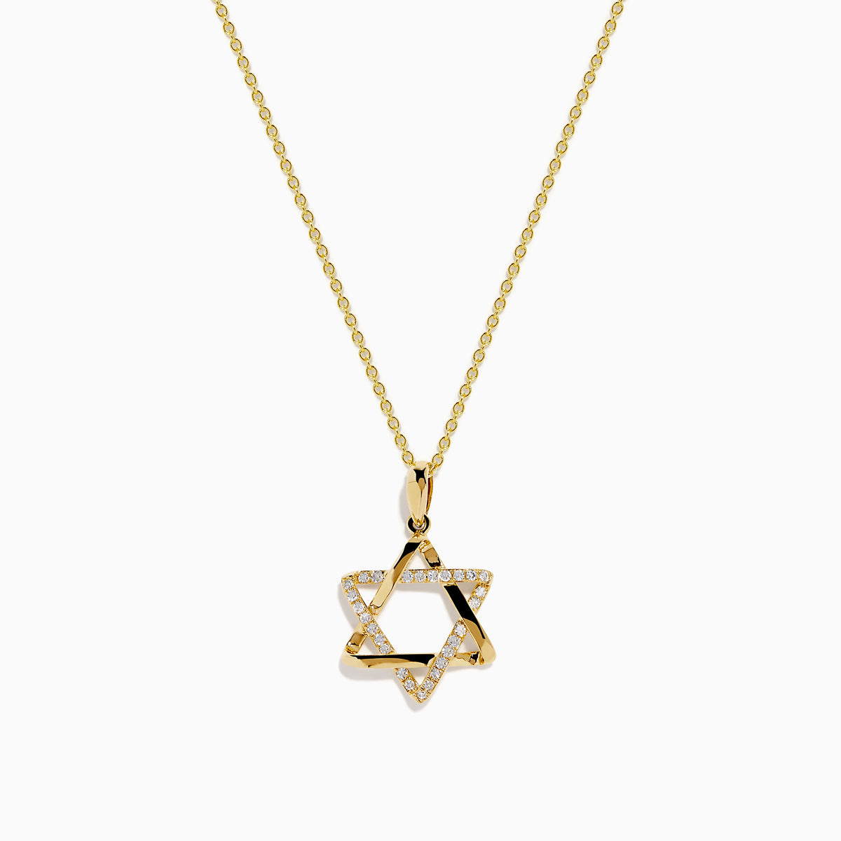 Diamond Pavé Star of David Pendant in 14K Yellow Gold