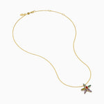 Multi Sapphire and Diamond Starfish Pendant in 14K Gold view 2
