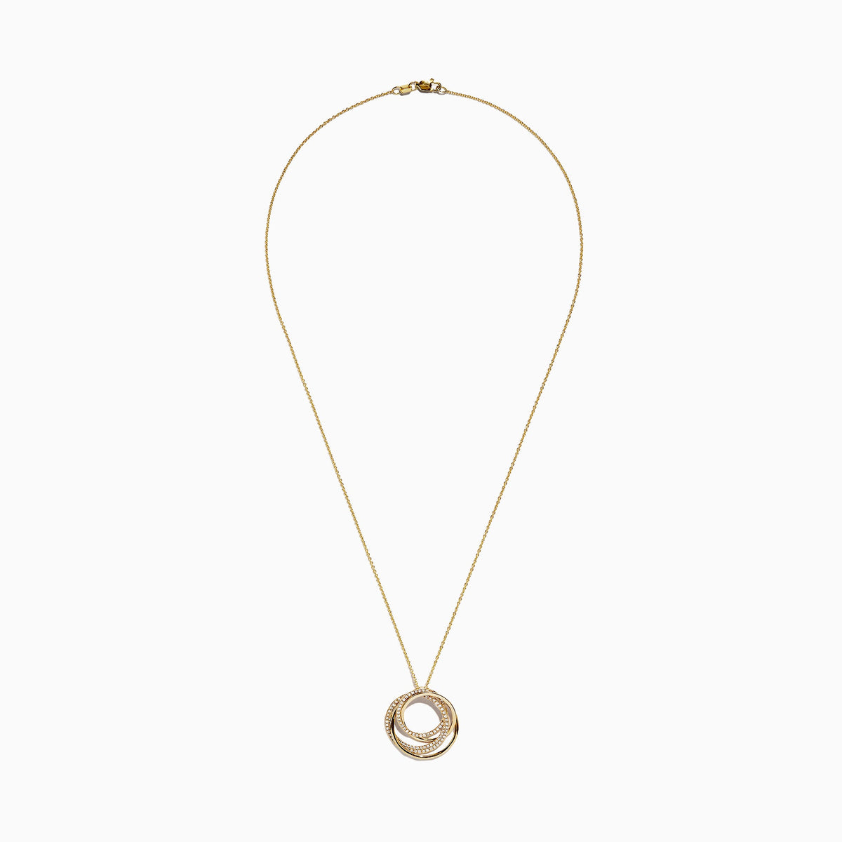 Diamond Crossover Circles Pendant in 14K Yellow Gold, 0.41 ctw view 2