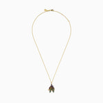 Multi Sapphire and Diamond Lovebirds Pendant in 14K Yellow Gold view 3