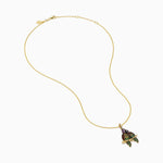 Multi Sapphire and Diamond Lovebirds Pendant in 14K Yellow Gold view 2