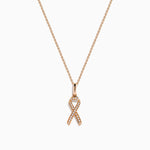 Diamond Pave Ribbon Pendant in 14K Rose Gold