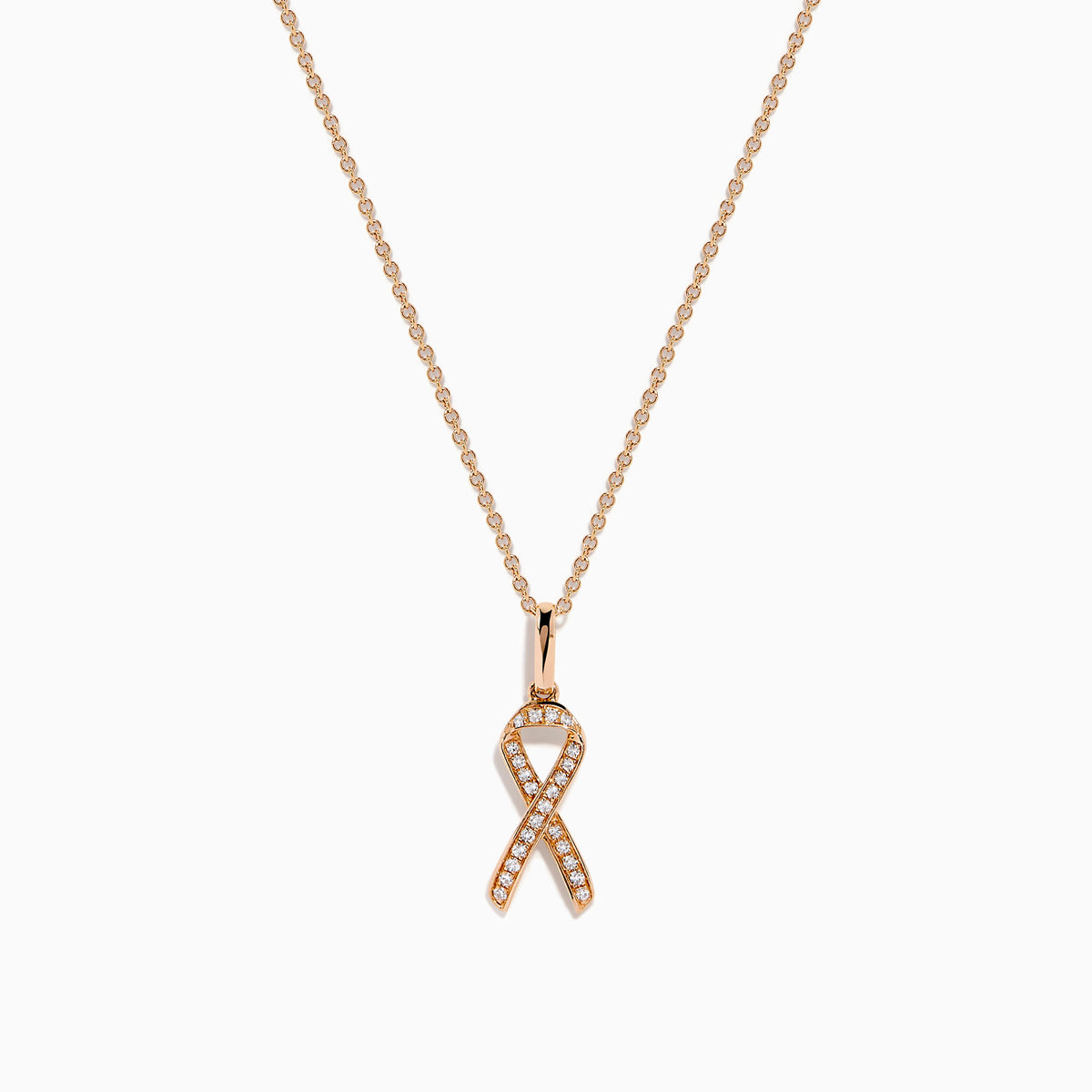 Diamond Pave Ribbon Pendant in 14K Rose Gold