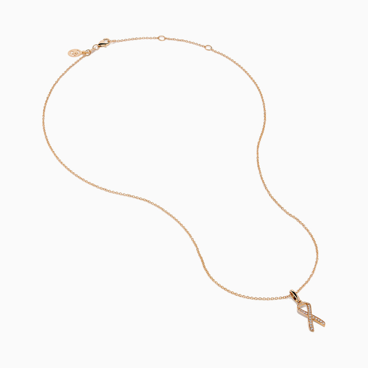 Diamond Pave Ribbon Pendant in 14K Rose Gold view 2
