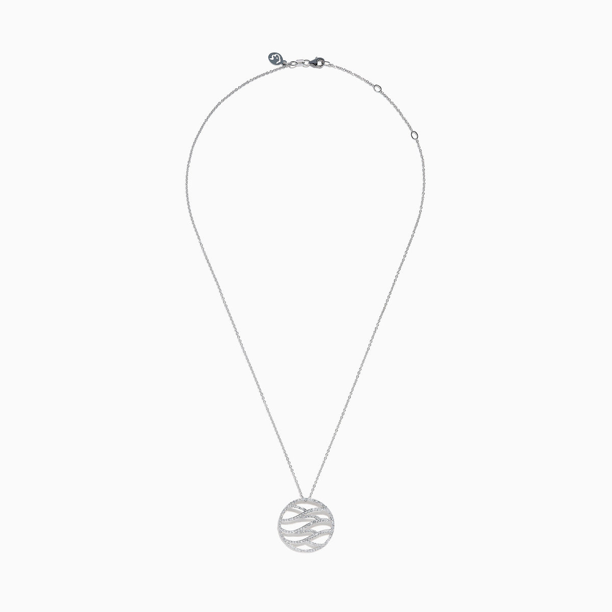 Diamond Pave Wave Pendant in 14K White Gold view 3